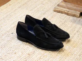 Jean Pierre Suede Tasseled Loafer Black