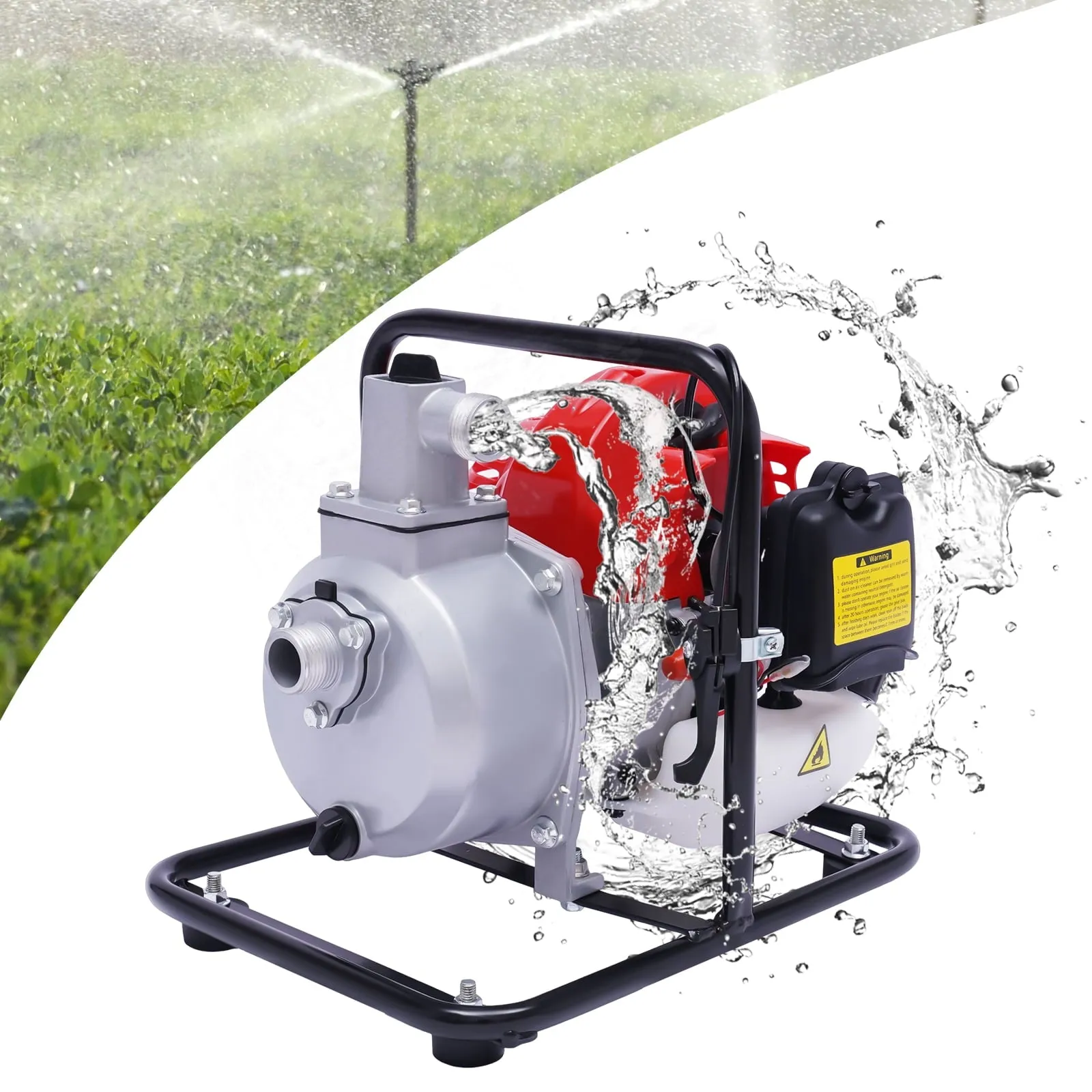 2-Stroke 2HP 1 inch 43cc Gasoline Water Pump, Gas Powered High Pressure Petrol Water Transfer Removal Pump with Air-Cooled Engine