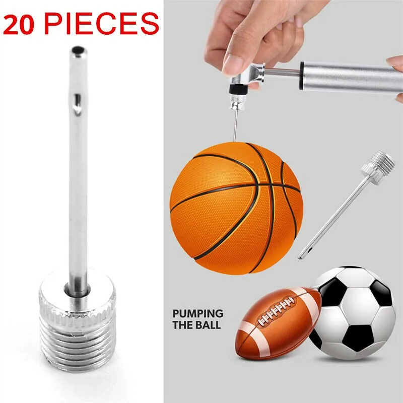 20pcs Sports Balls Inflating Pump Needle For Football Basketball Soccer Inflatable Air Valve Adaptor Stainless Steel Pump Pin