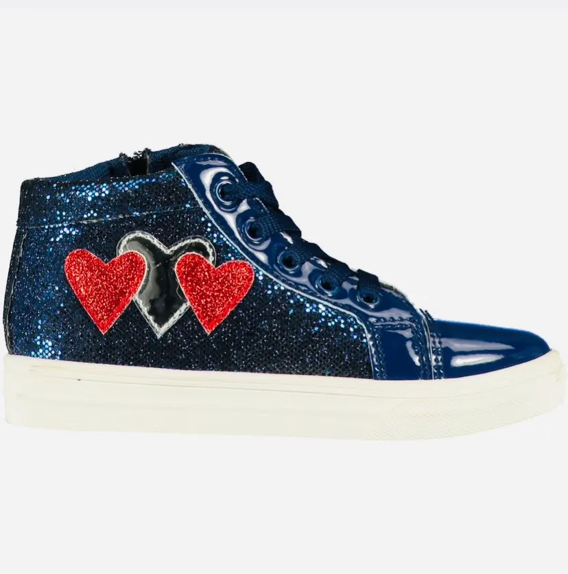 A Dee Hearts Blue High Top Trainers Size 25