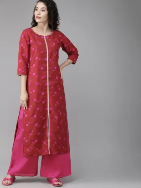 Ahalyaa Women Floral Print Red Beautiful Kurta set