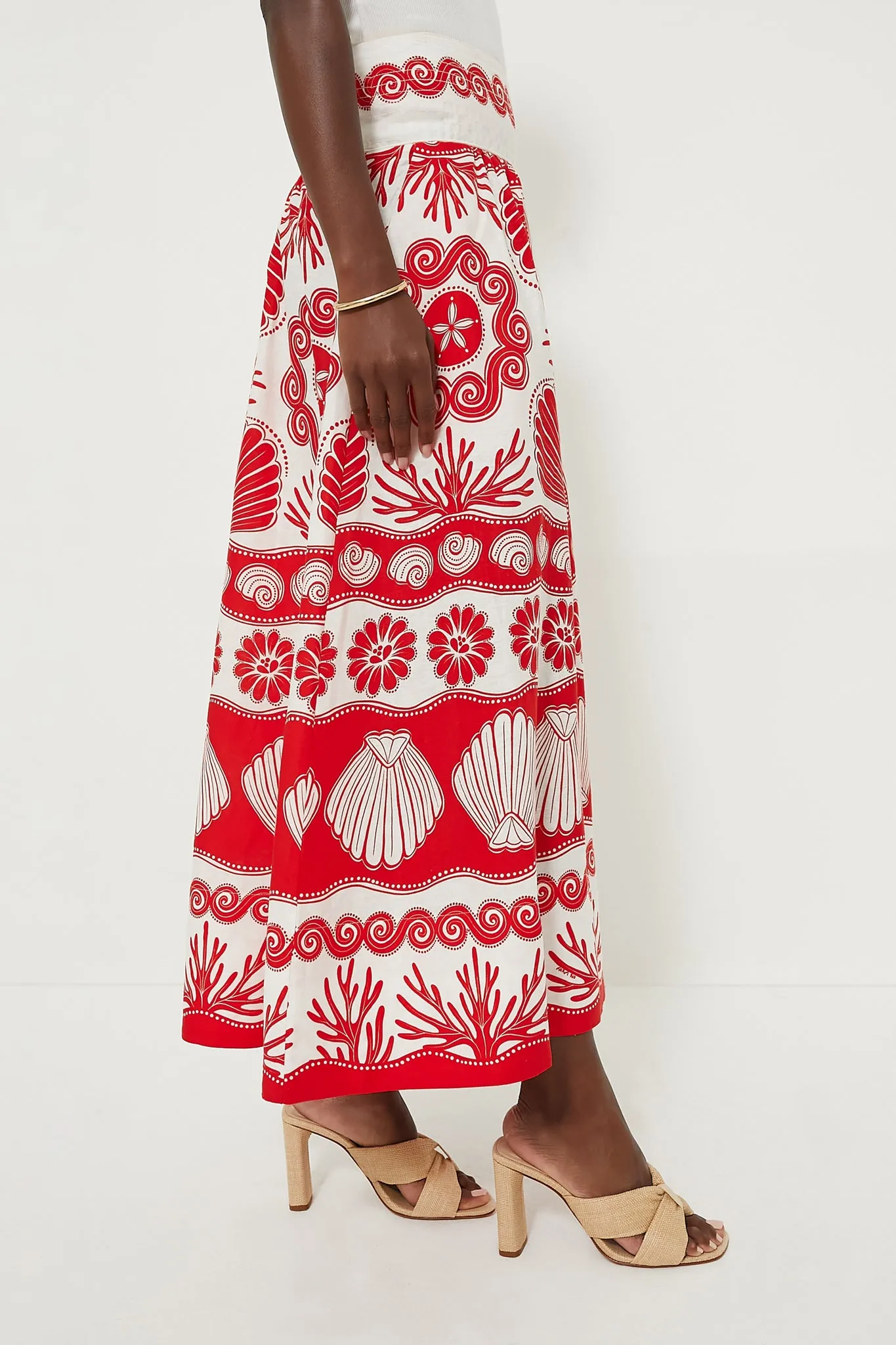 Ainika Shell Red Maxi Skirt