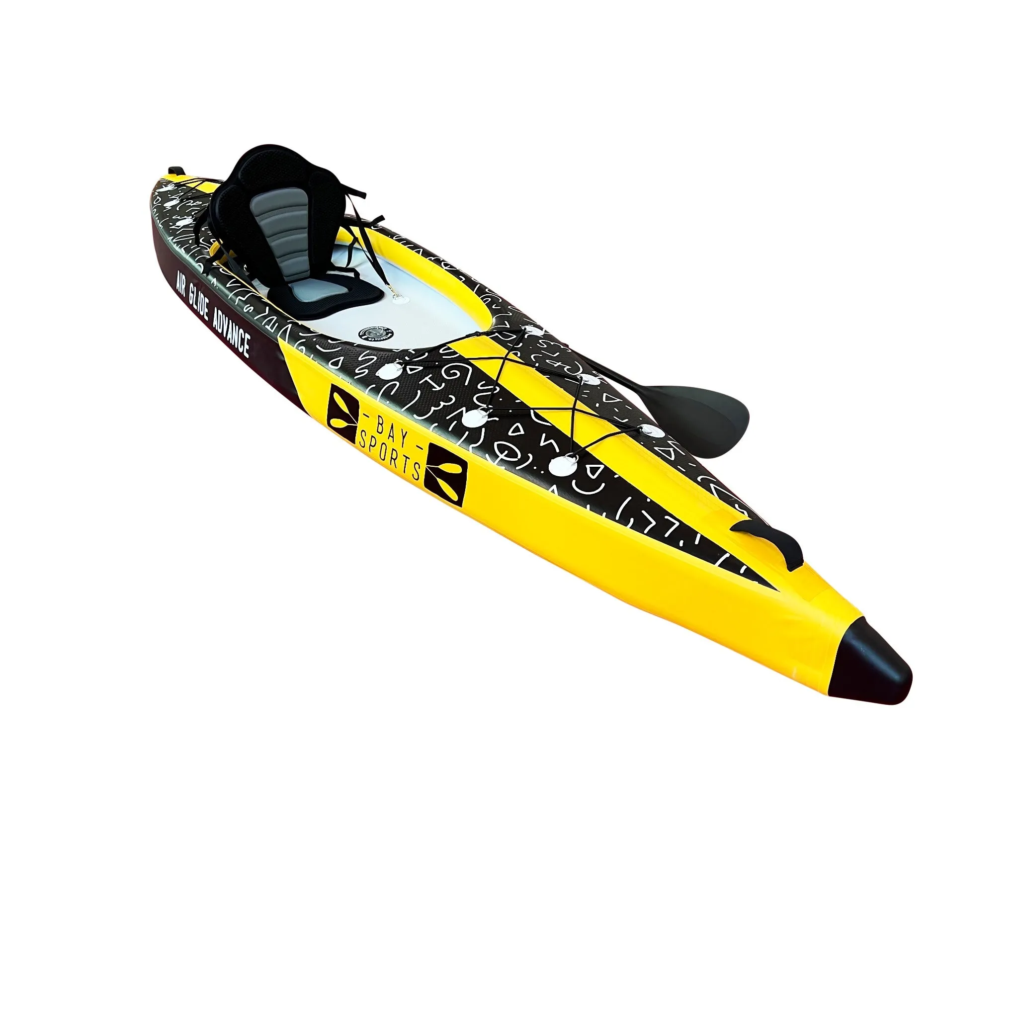 Air Glide Advance 385 - 3.85M Single Inflatable Kayak Black/Yellow