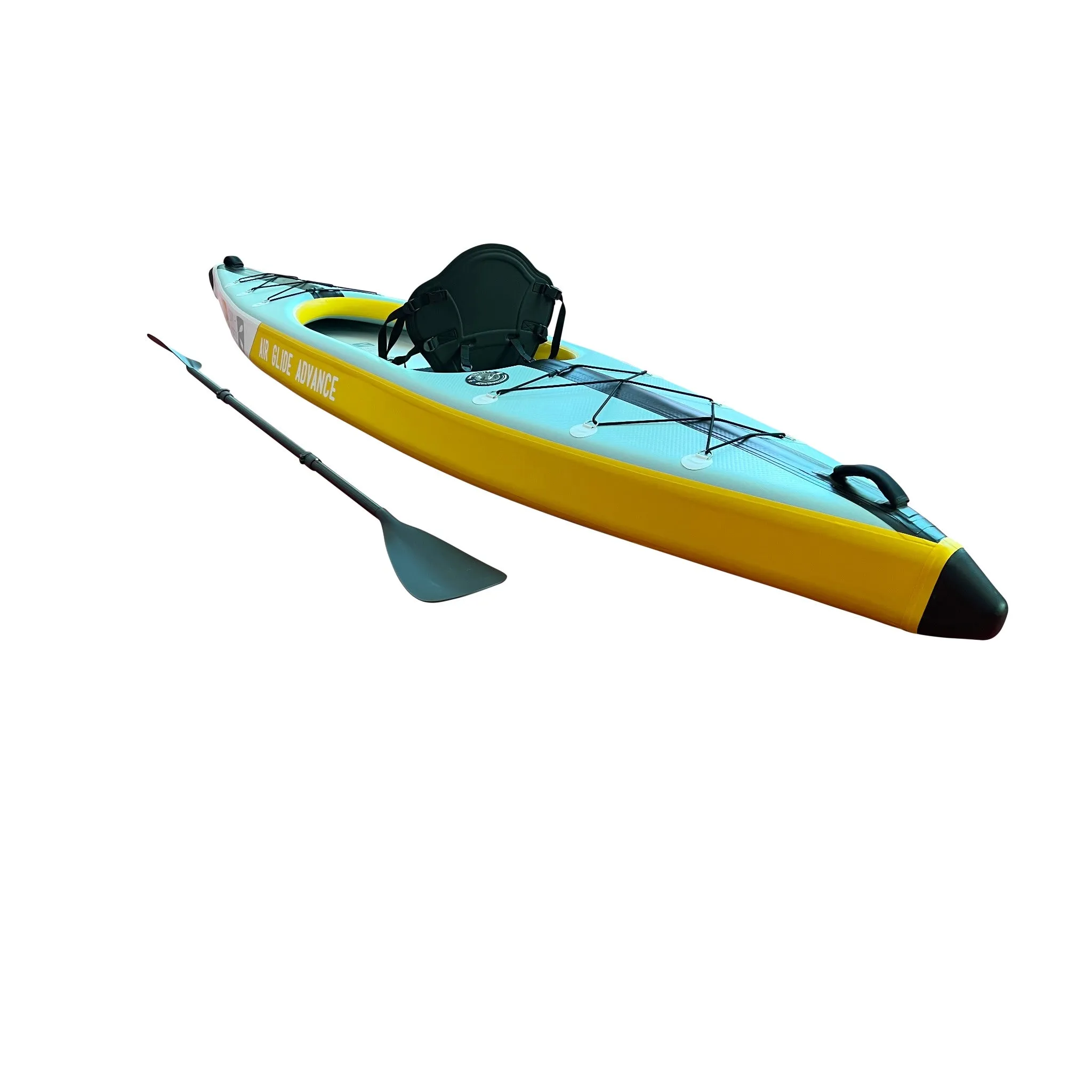 Air Glide Advance 385 - 3.85M Single Inflatable Kayak Black/Yellow