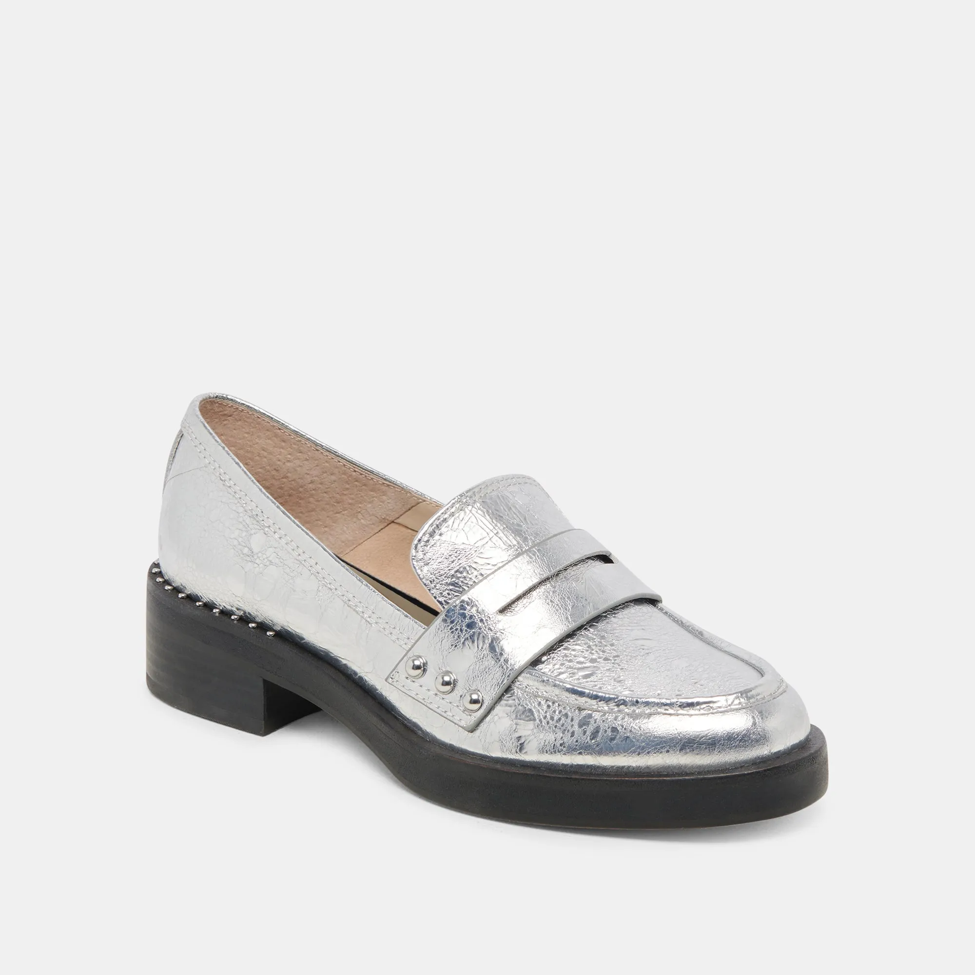 ALIANE LOAFERS SILVER DISTRESSED LEATHER