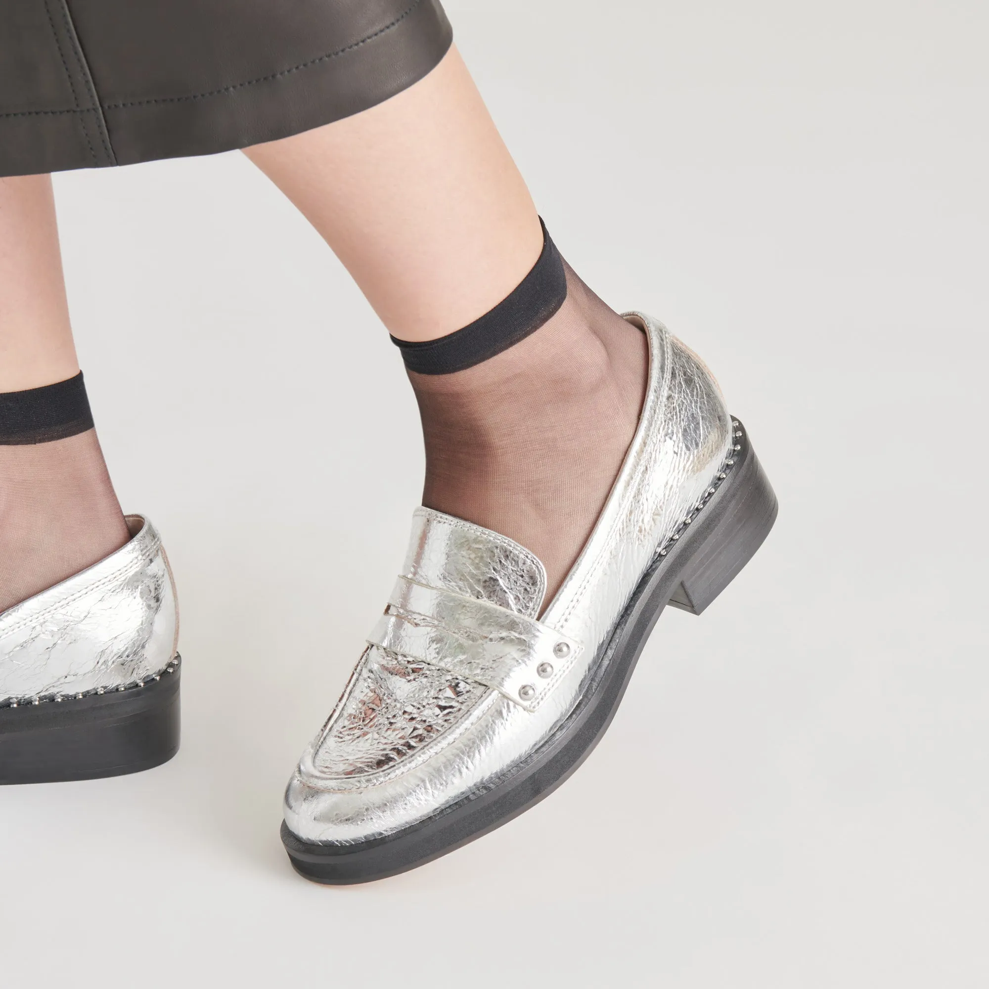 ALIANE LOAFERS SILVER DISTRESSED LEATHER