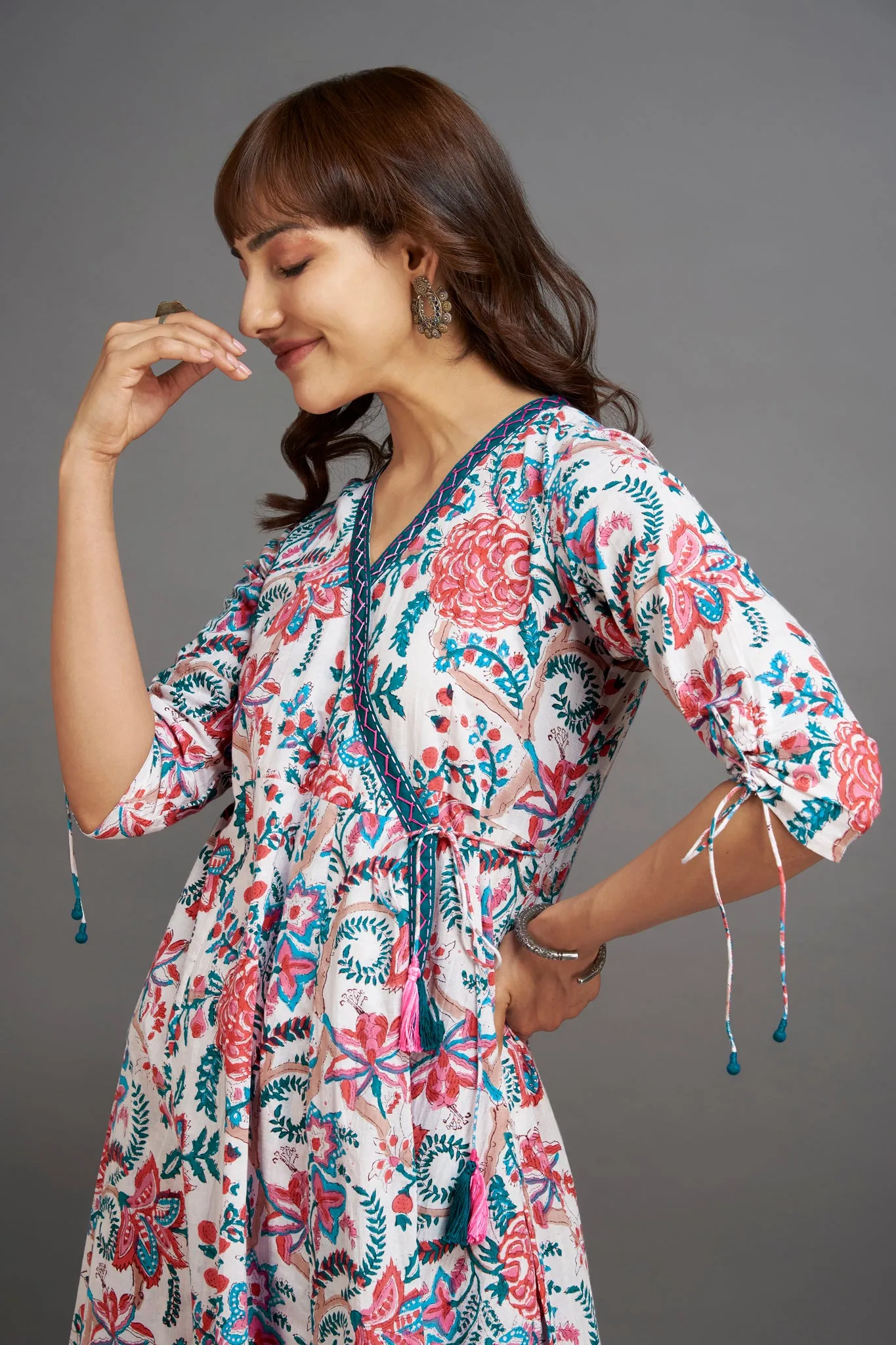 angrakha kurta - meadow mist & botanical fantasies