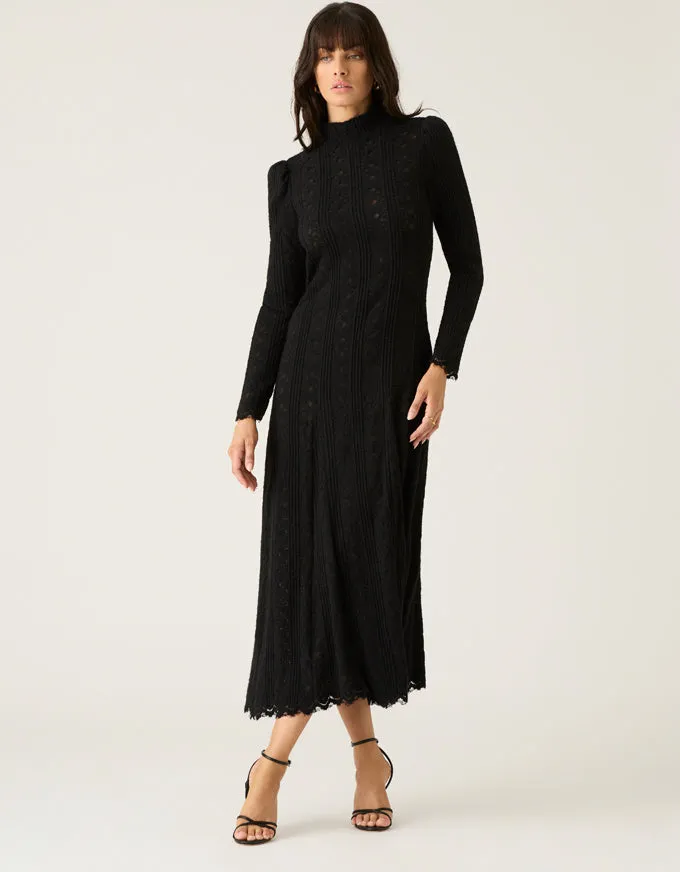 Anna Lace Midi Dress Black