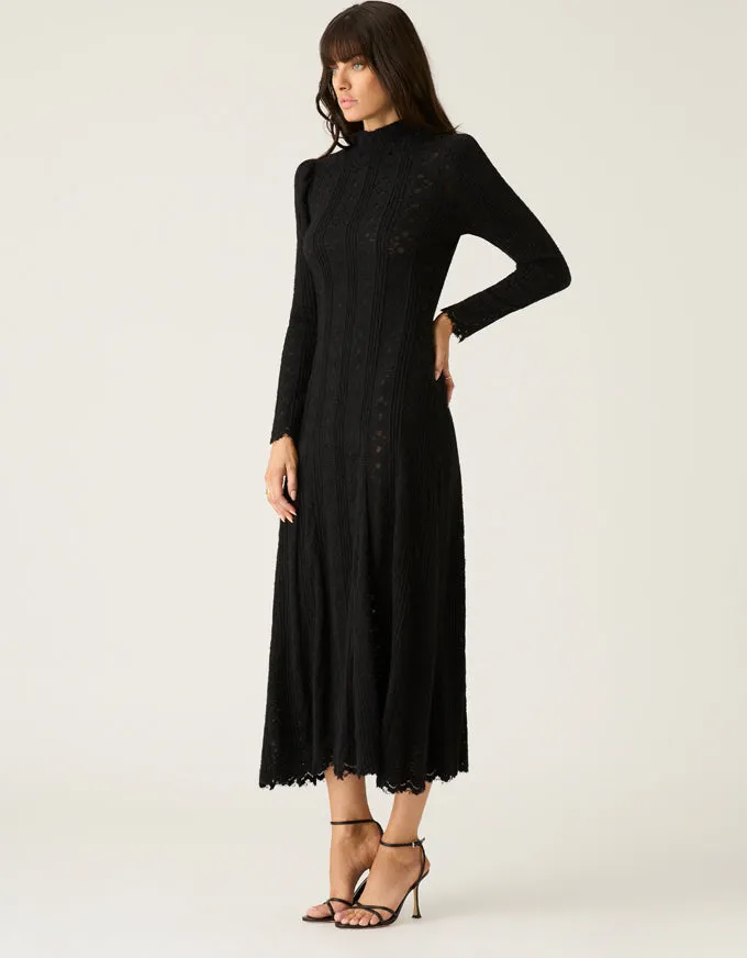 Anna Lace Midi Dress Black