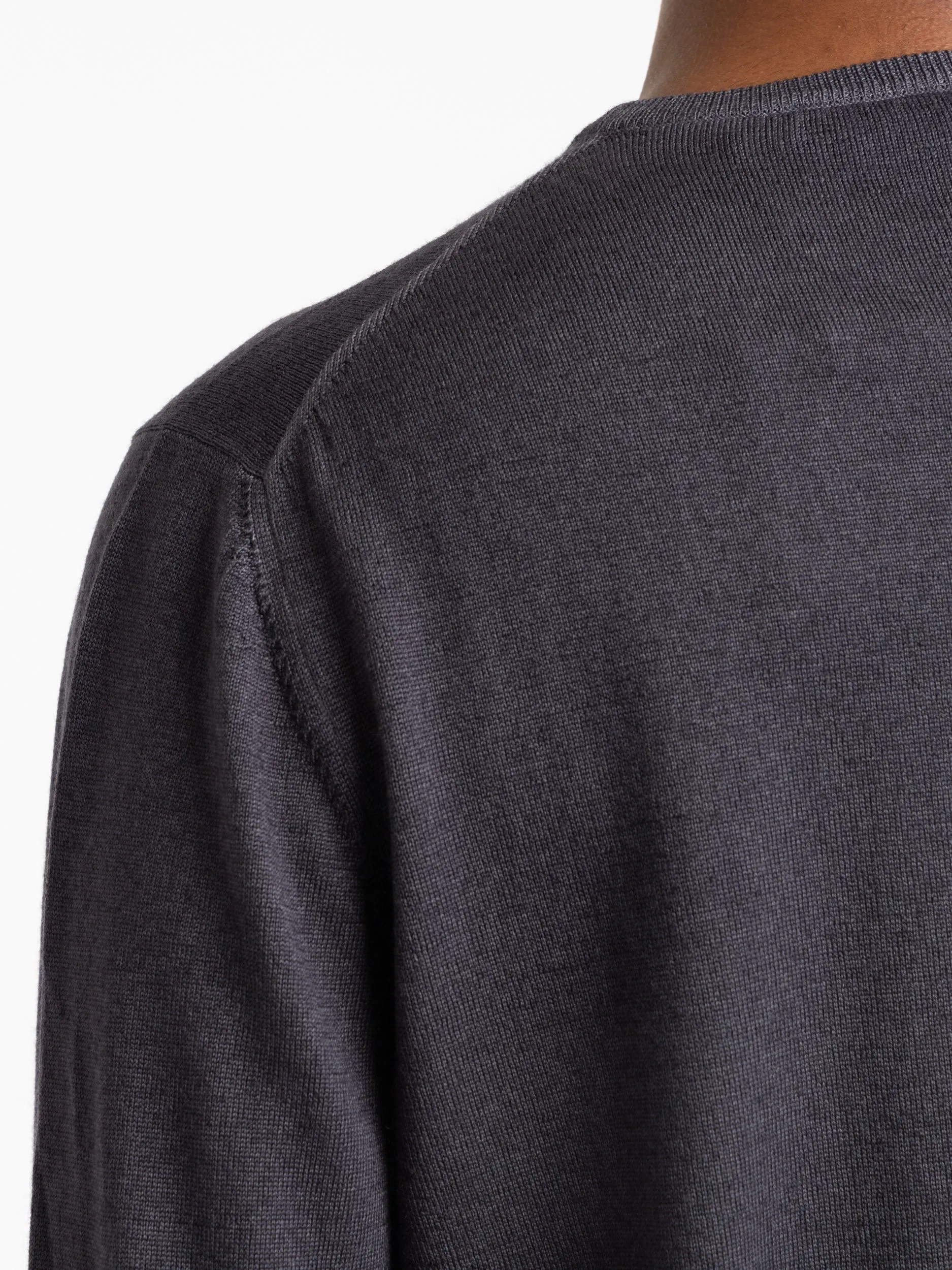 Anthracite Grey Merino Wool Crewneck Sweater