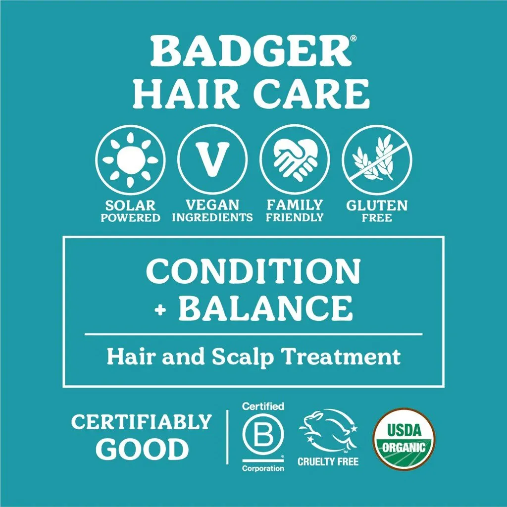 Badger Argan Hair Oil for Dry & Damaged Hair 2 oz Liquid