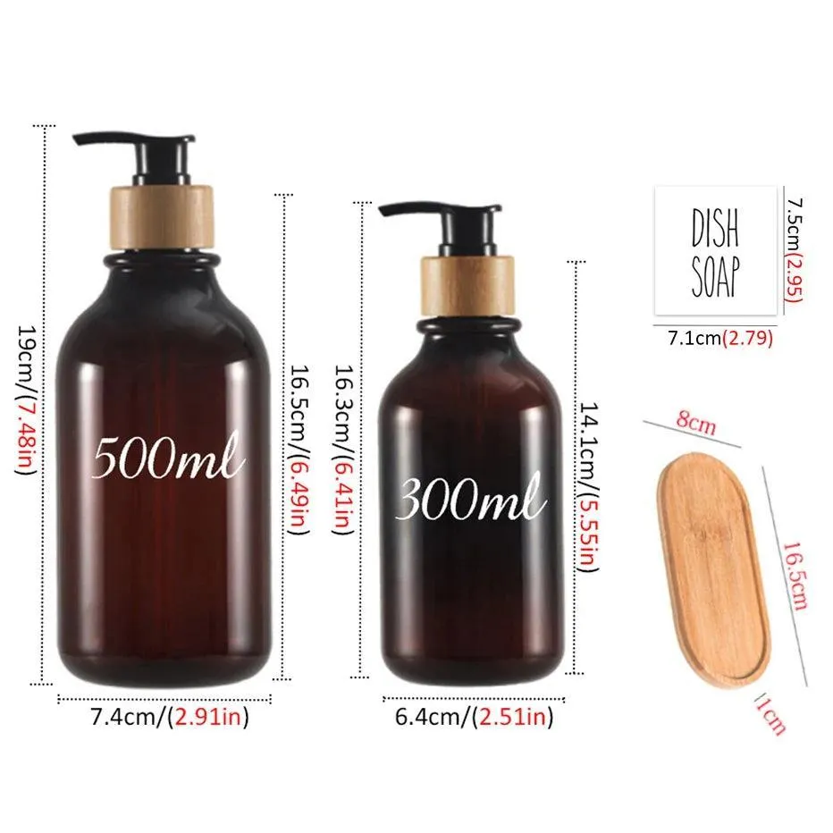 Bamboo Soap Dispenser Set: Elegant Bathroom & Kitchen Organizer