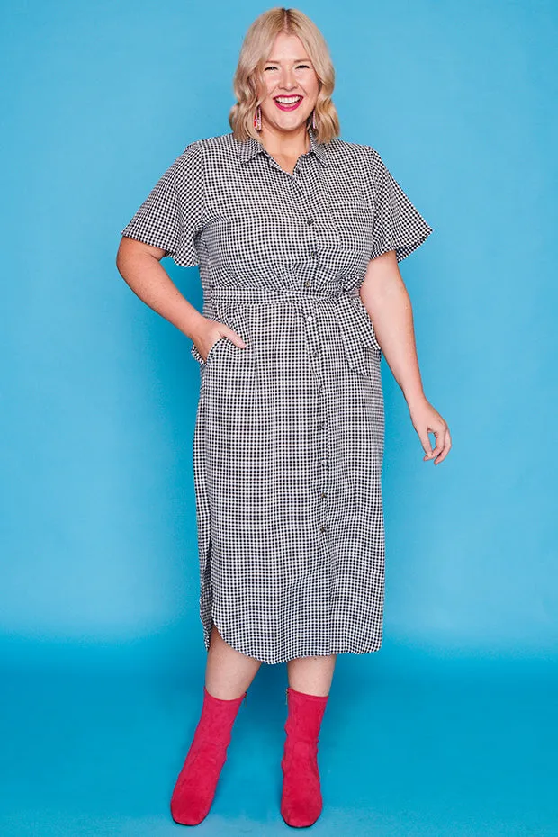 Between The Lines Black Gingham Dress