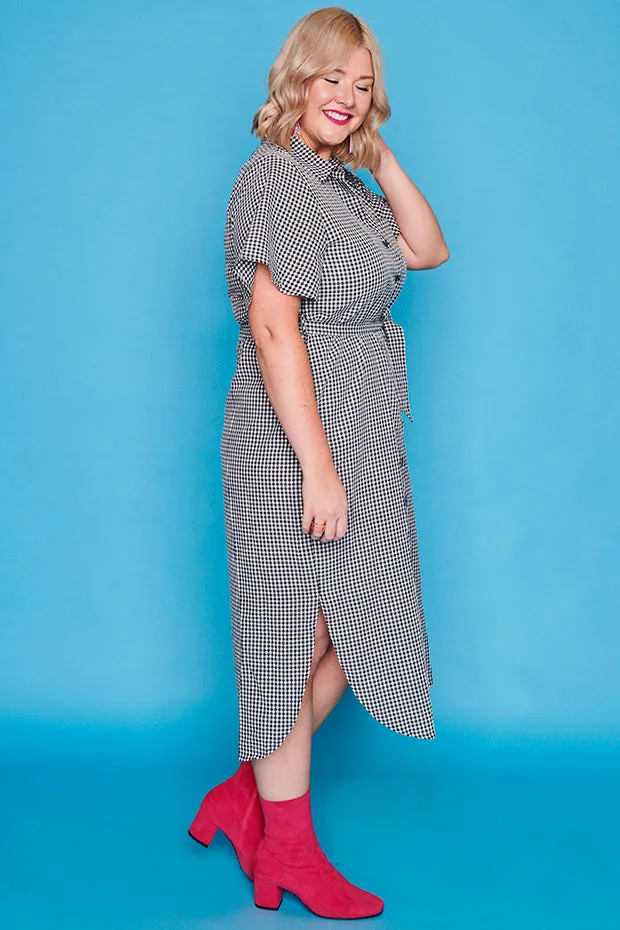 Between The Lines Black Gingham Dress