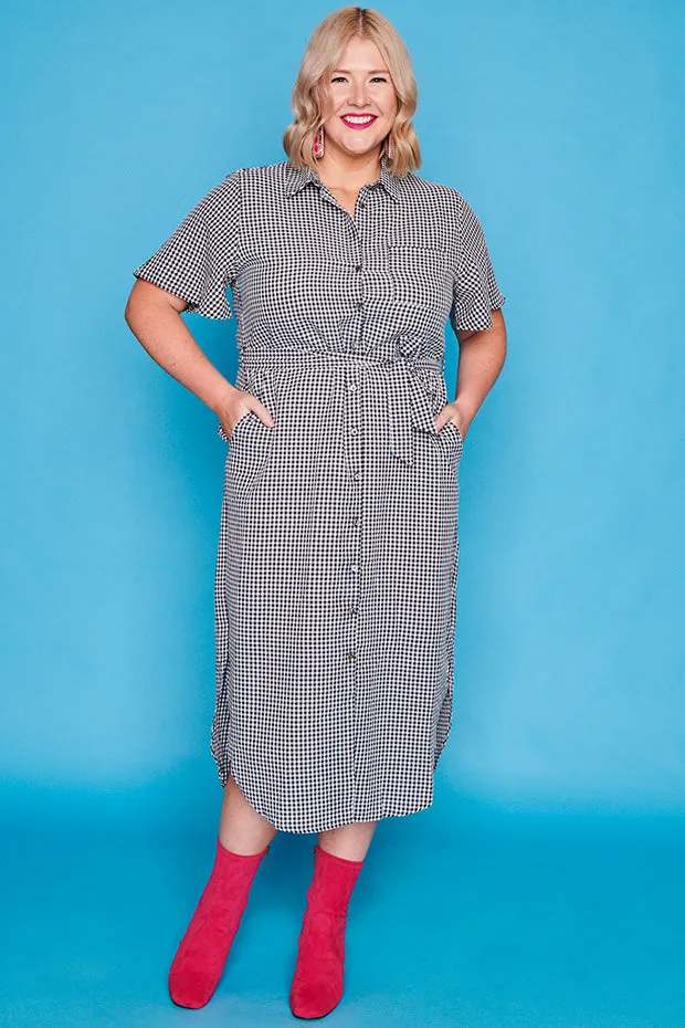 Between The Lines Black Gingham Dress