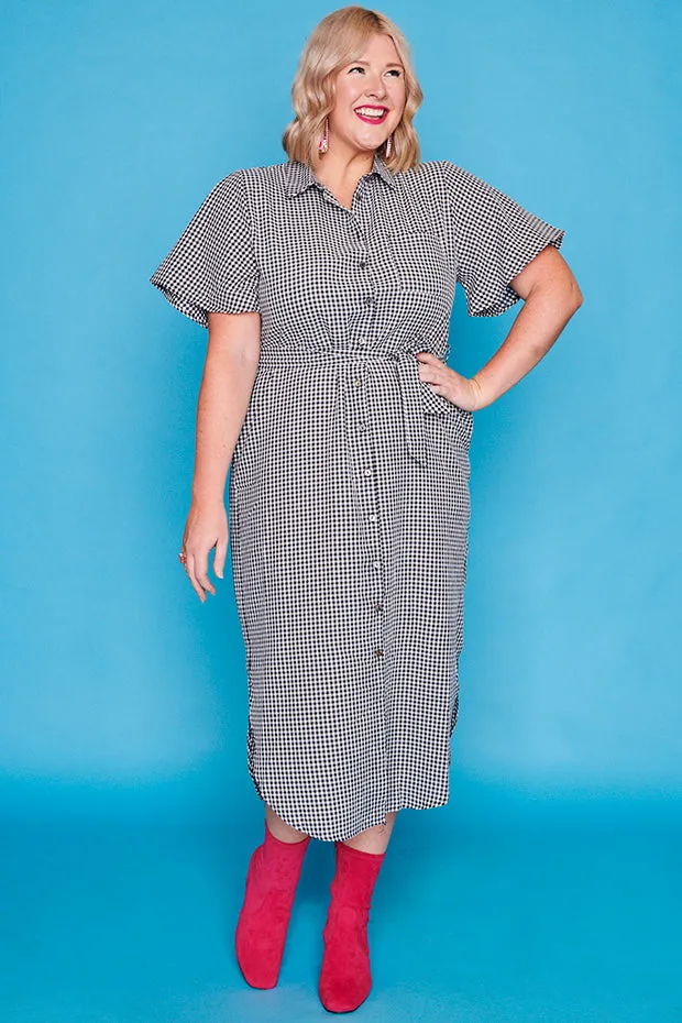 Between The Lines Black Gingham Dress