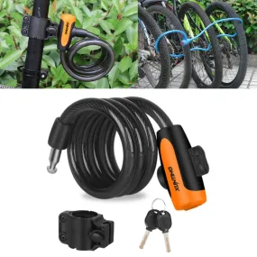 Bicycle Portable Anti-theft Lock Steel Cable Lock with Lock Frame, Style:A Style 100cm Black