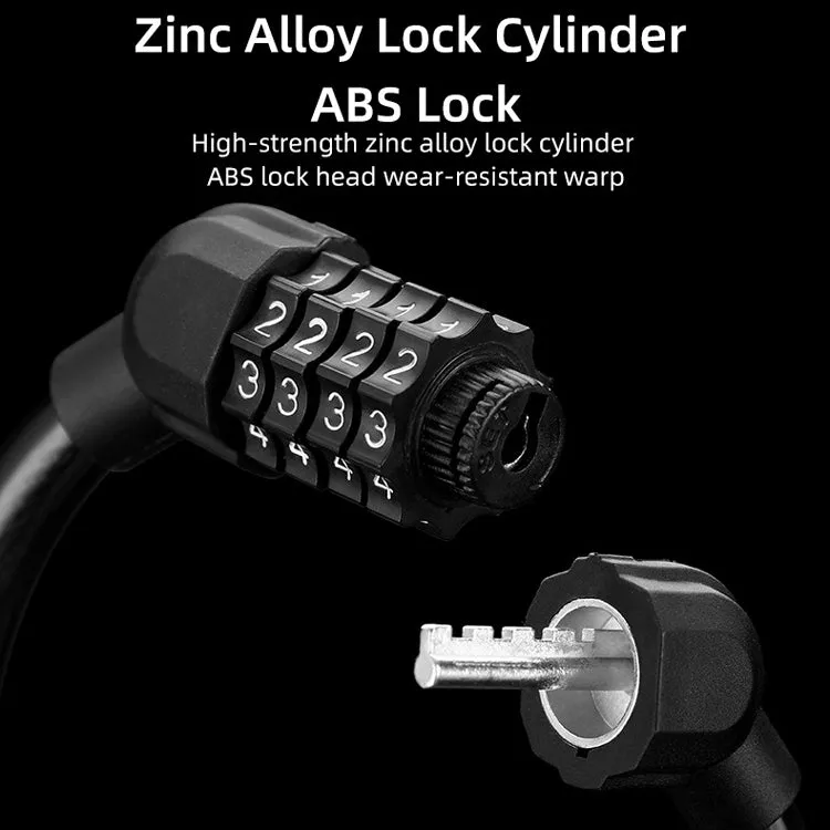 Bicycle Portable Four Password Ring Locks Outdoor Anti-Theft Lock(Black)