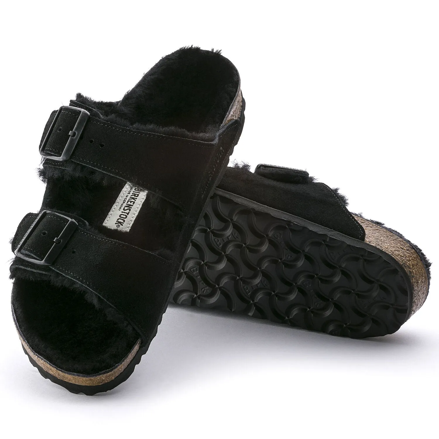 Birkenstock Arizona Shearling Suede Sandal in Black