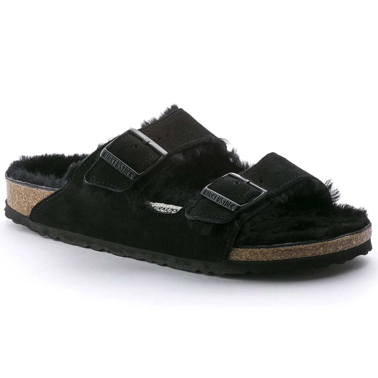 Birkenstock Arizona Shearling Suede Sandal in Black