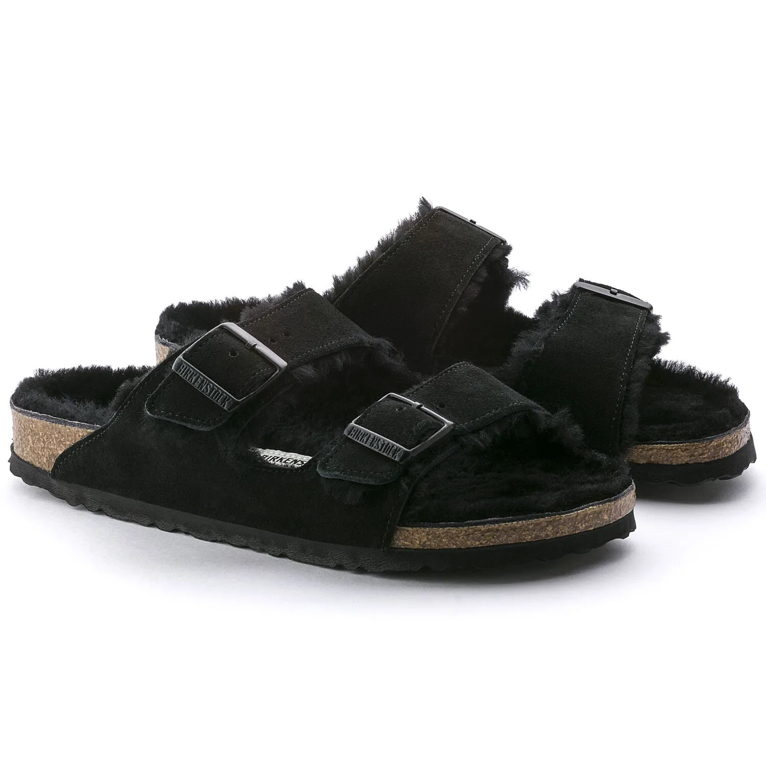 Birkenstock Arizona Shearling Suede Sandal in Black