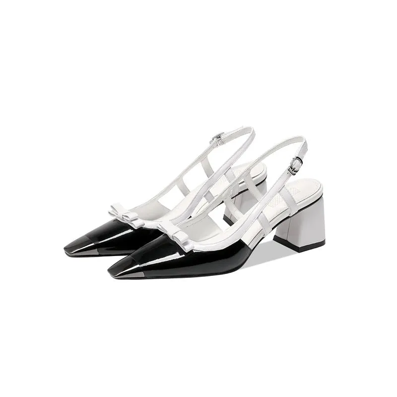 BowLux Leather Chic Heel Pumps