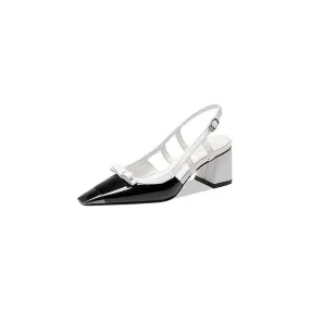 BowLux Leather Chic Heel Pumps