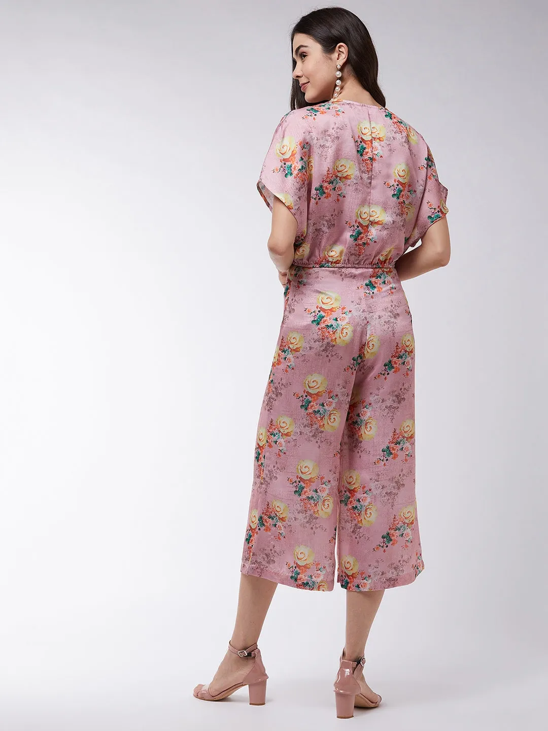 Candy Inspired Floral Digital Printed Loose Top With High Waist Pants