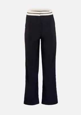 Contrast Band Detailed Pleated Trousers