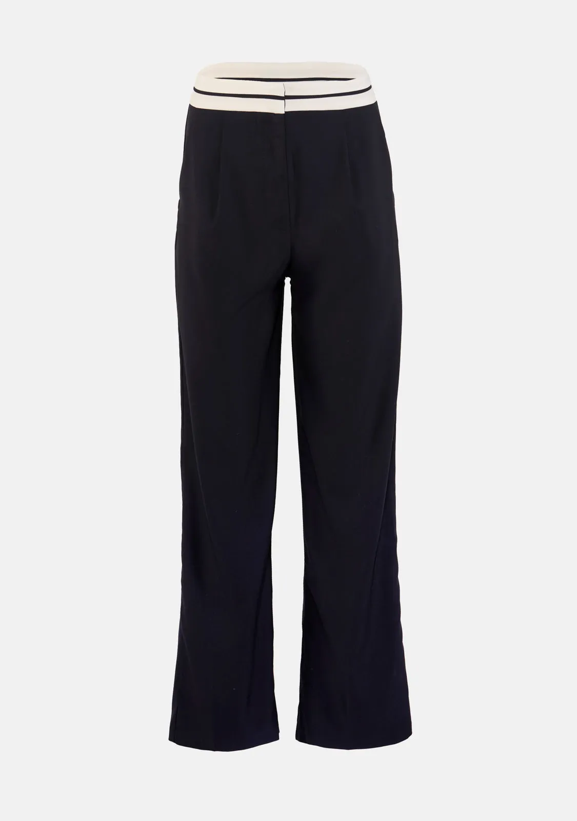 Contrast Band Detailed Pleated Trousers