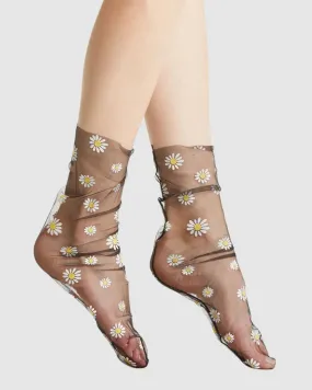 Daisy Tulle Socks - Black