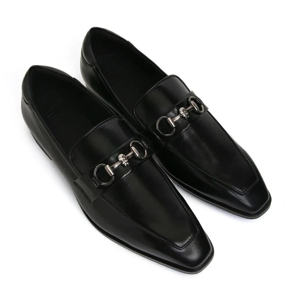 David - Black Square Toe Slip-On