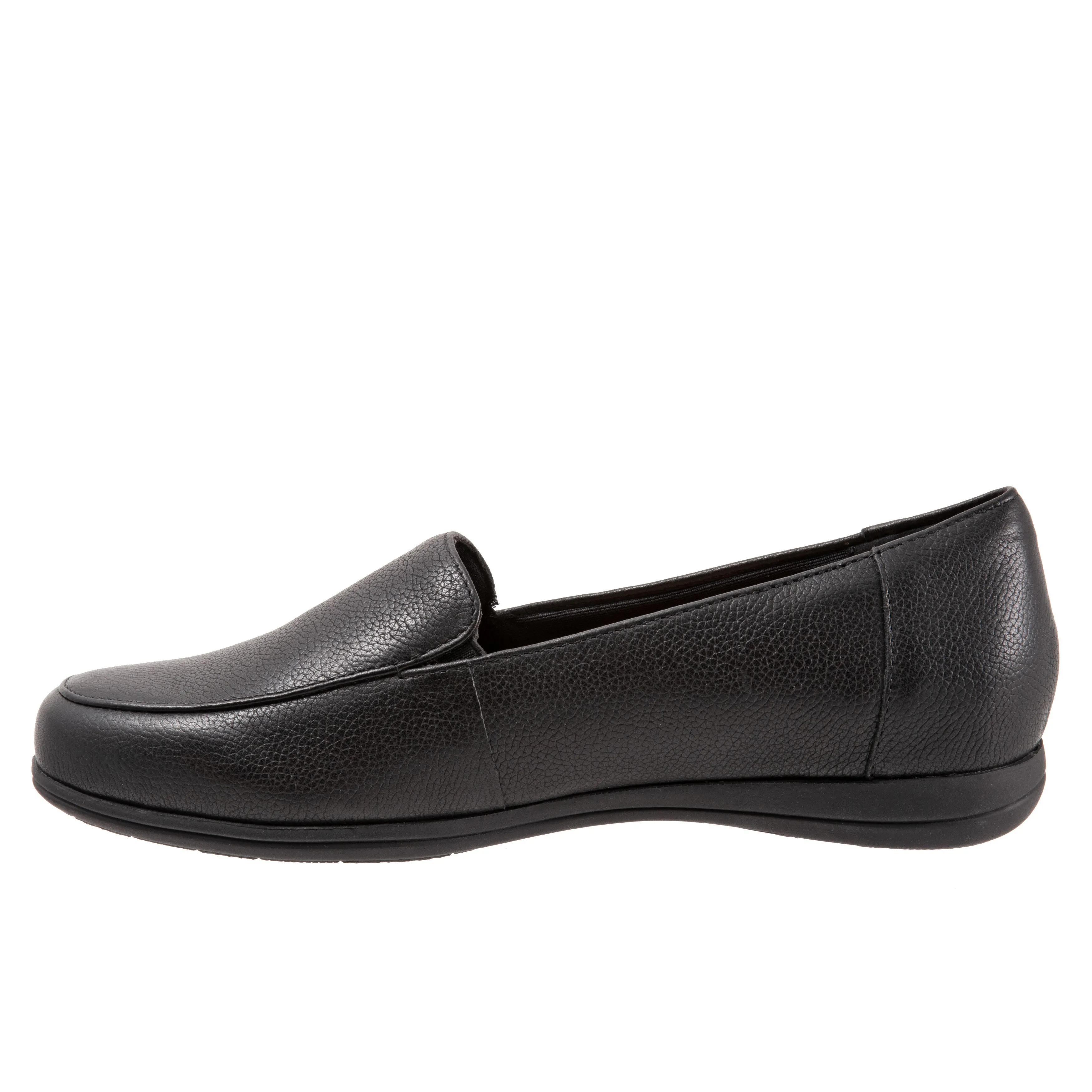 Deanna Black Leather Loafer Shoes