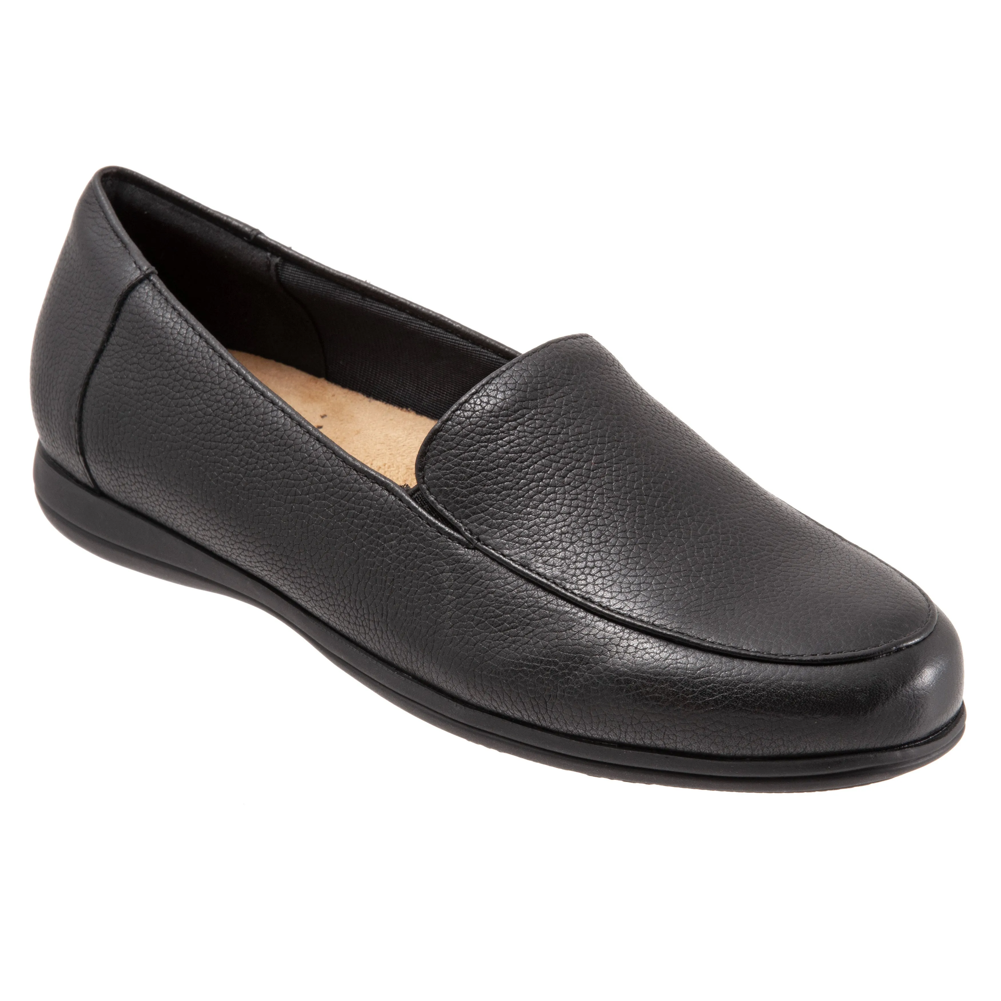 Deanna Black Leather Loafer Shoes