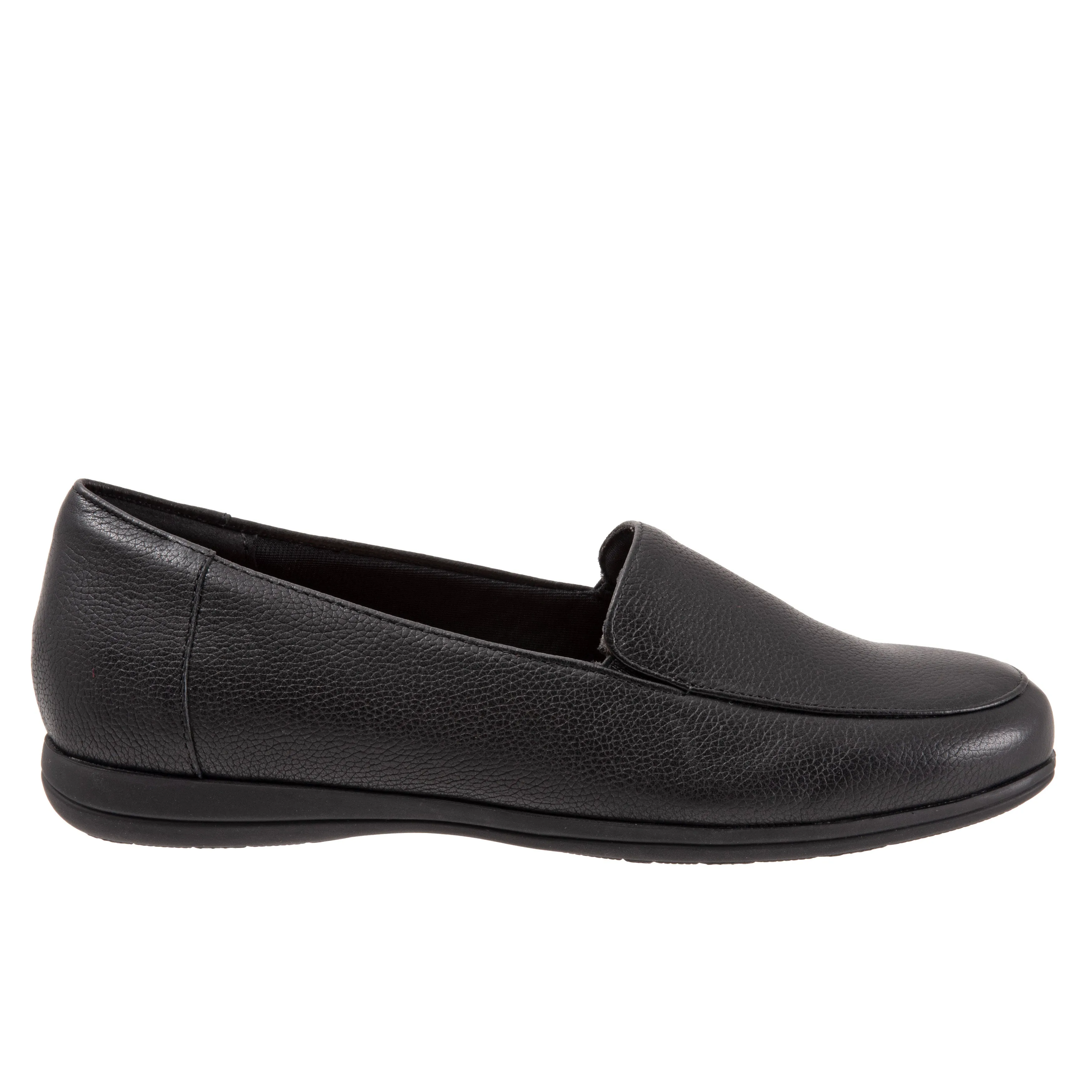 Deanna Black Leather Loafer Shoes