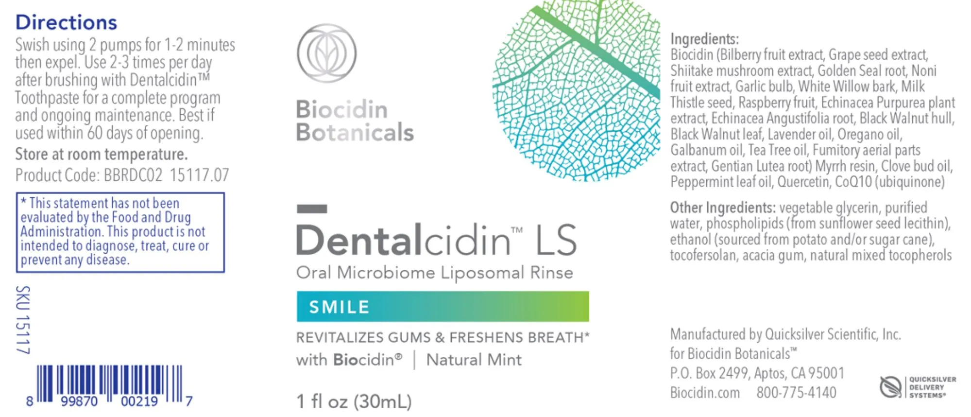 Dentalcidin® LS | Liposomal Rinse | Smile - 1 fl oz