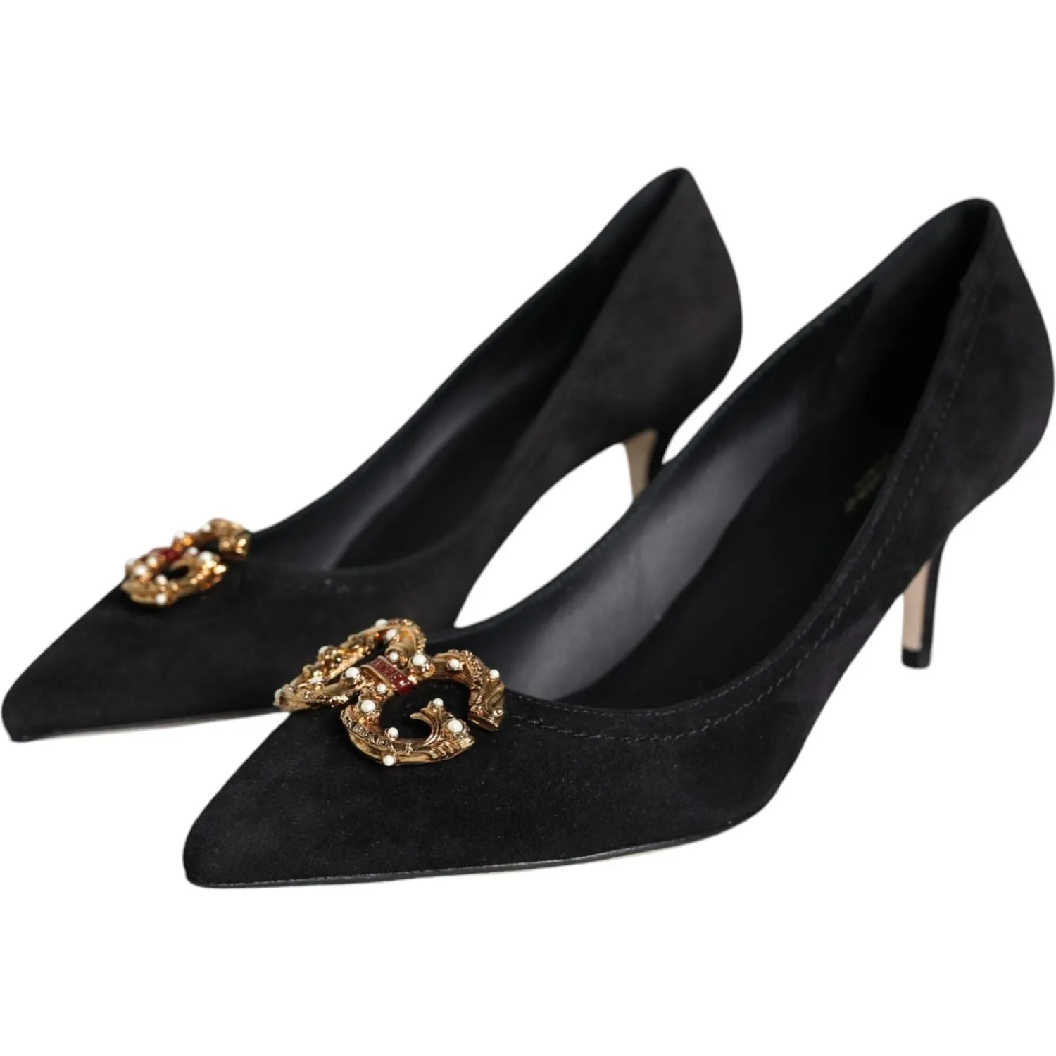 Dolce & Gabbana Black Amore Suede Bellucci Heels Pumps Shoes