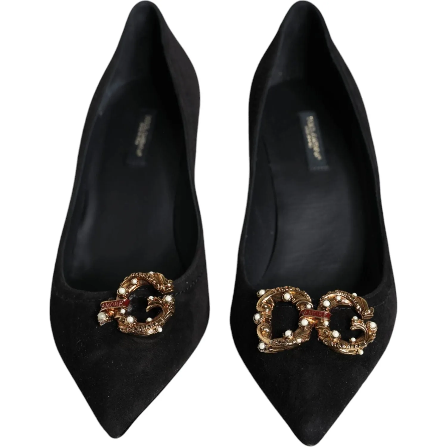 Dolce & Gabbana Black Amore Suede Bellucci Heels Pumps Shoes