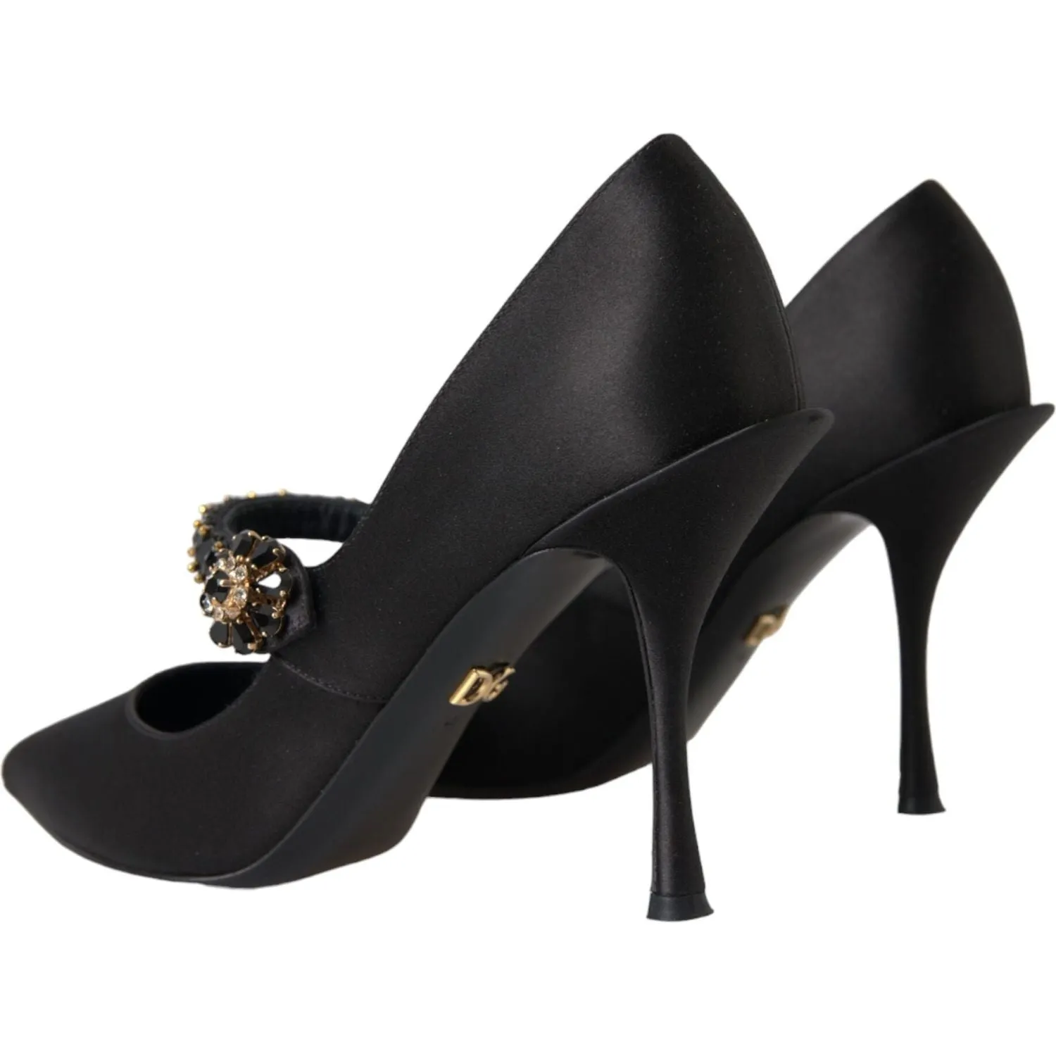 Dolce & Gabbana Black Mary Jane Crystal Heels Pumps Shoes