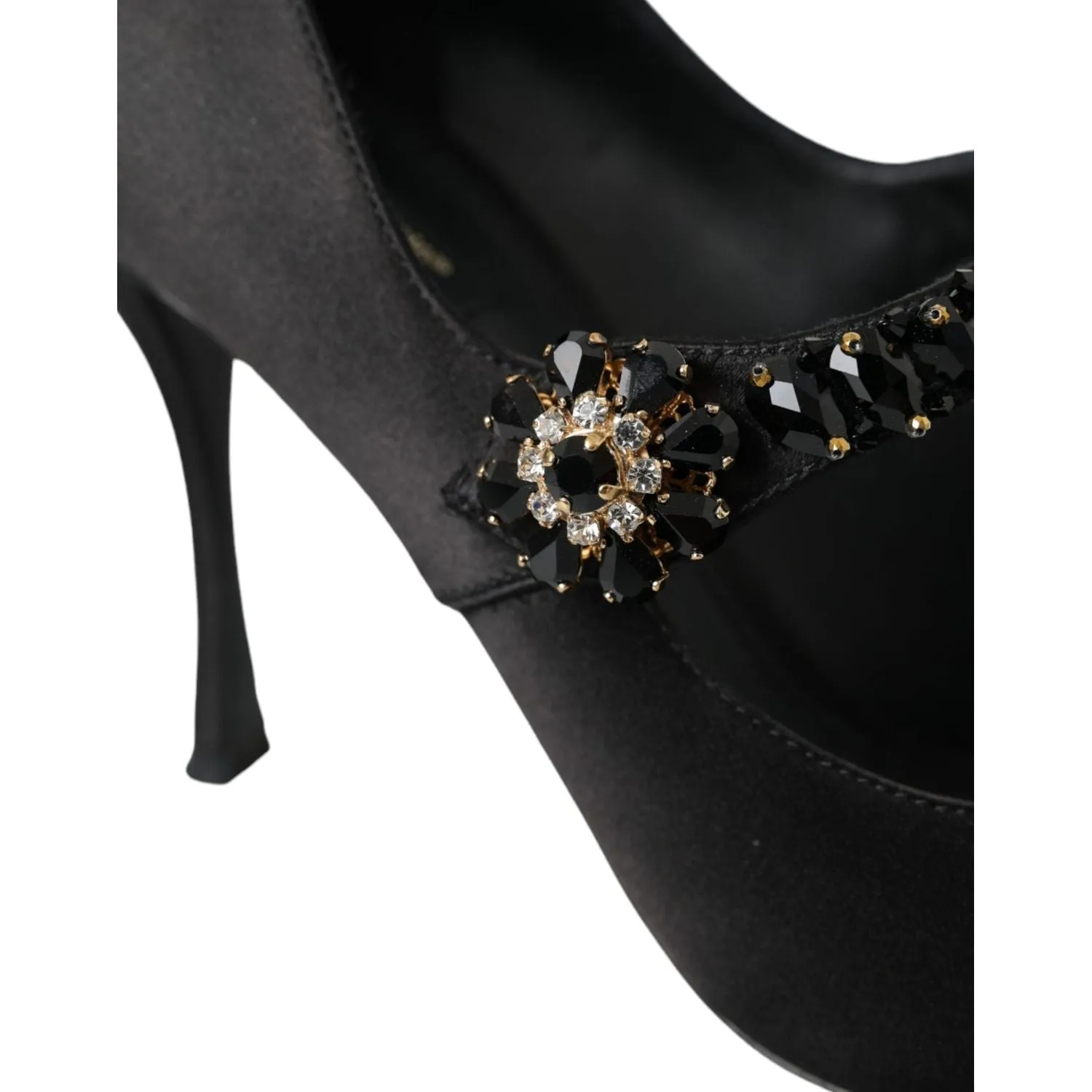 Dolce & Gabbana Black Mary Jane Crystal Heels Pumps Shoes