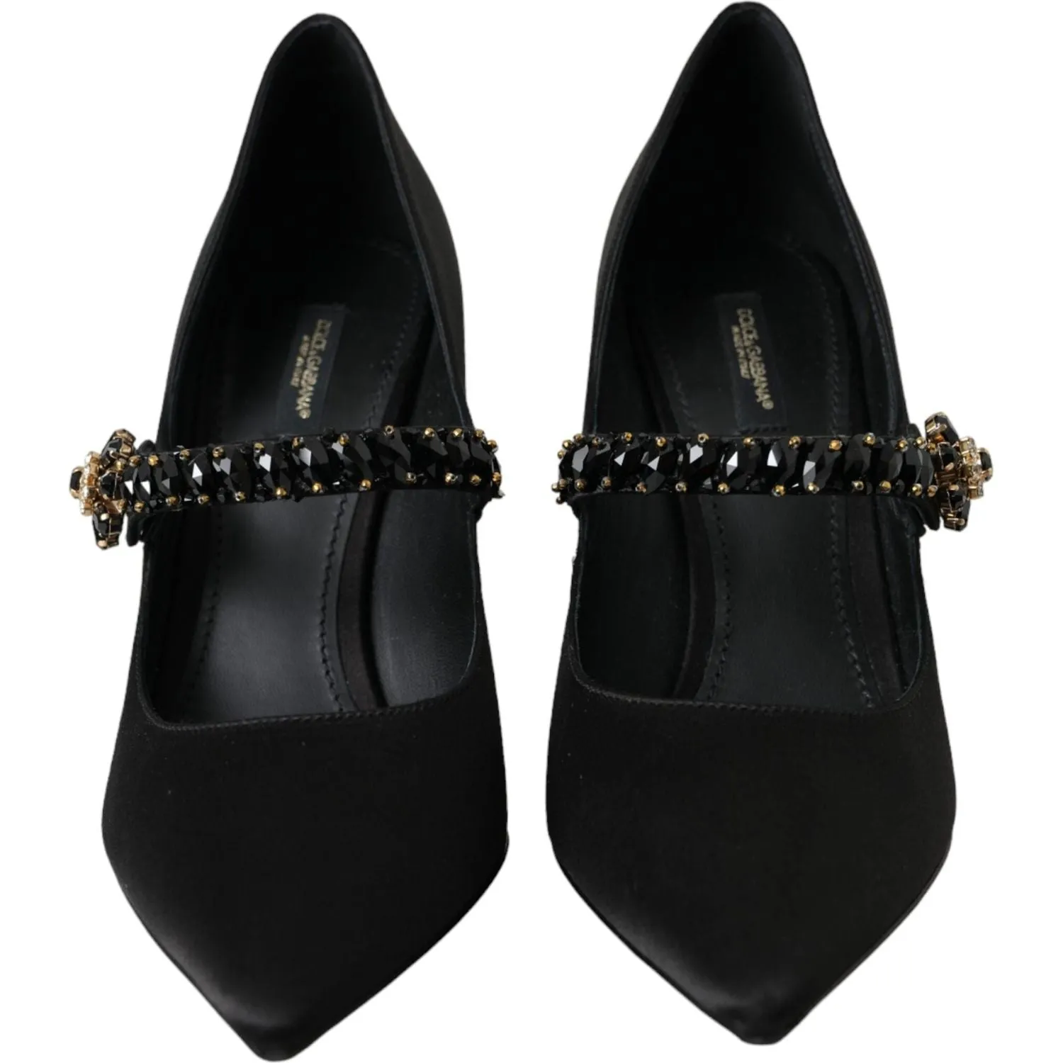 Dolce & Gabbana Black Mary Jane Crystal Heels Pumps Shoes