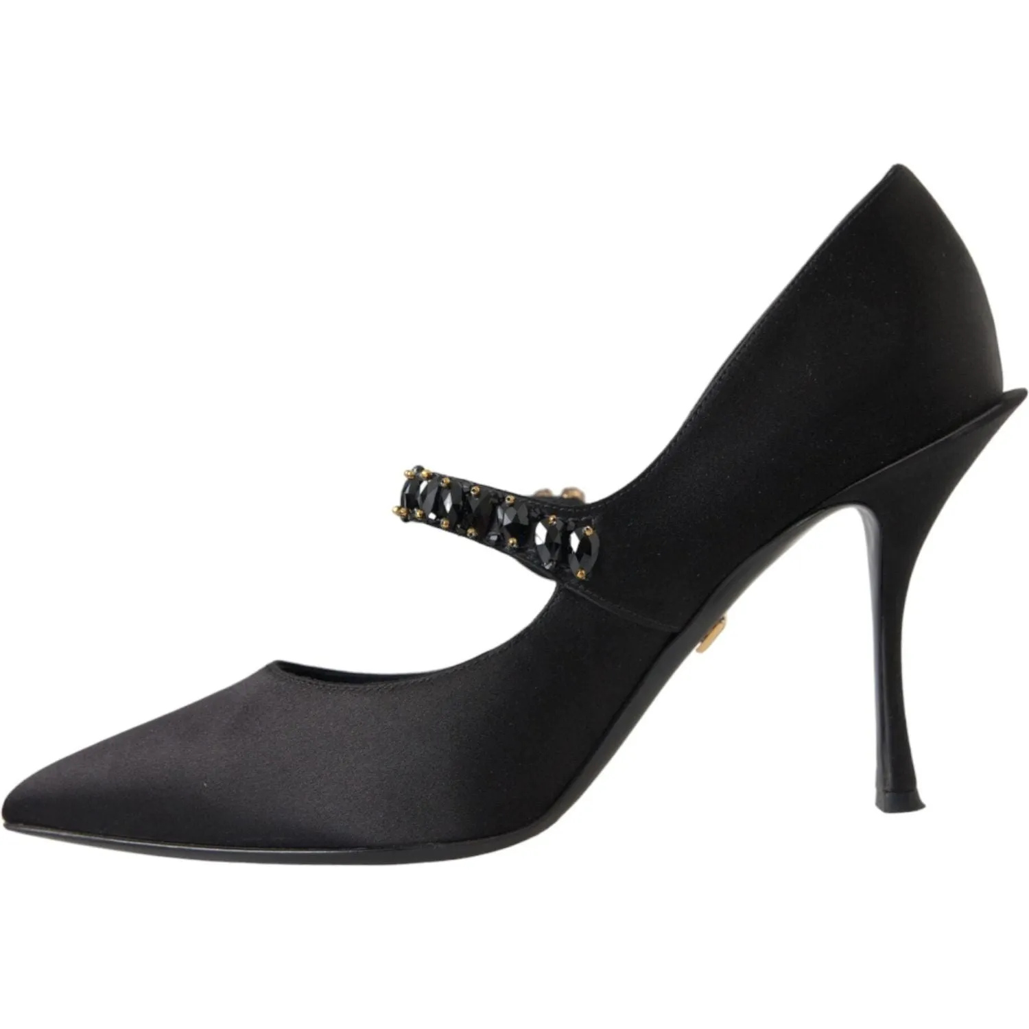 Dolce & Gabbana Black Mary Jane Crystal Heels Pumps Shoes