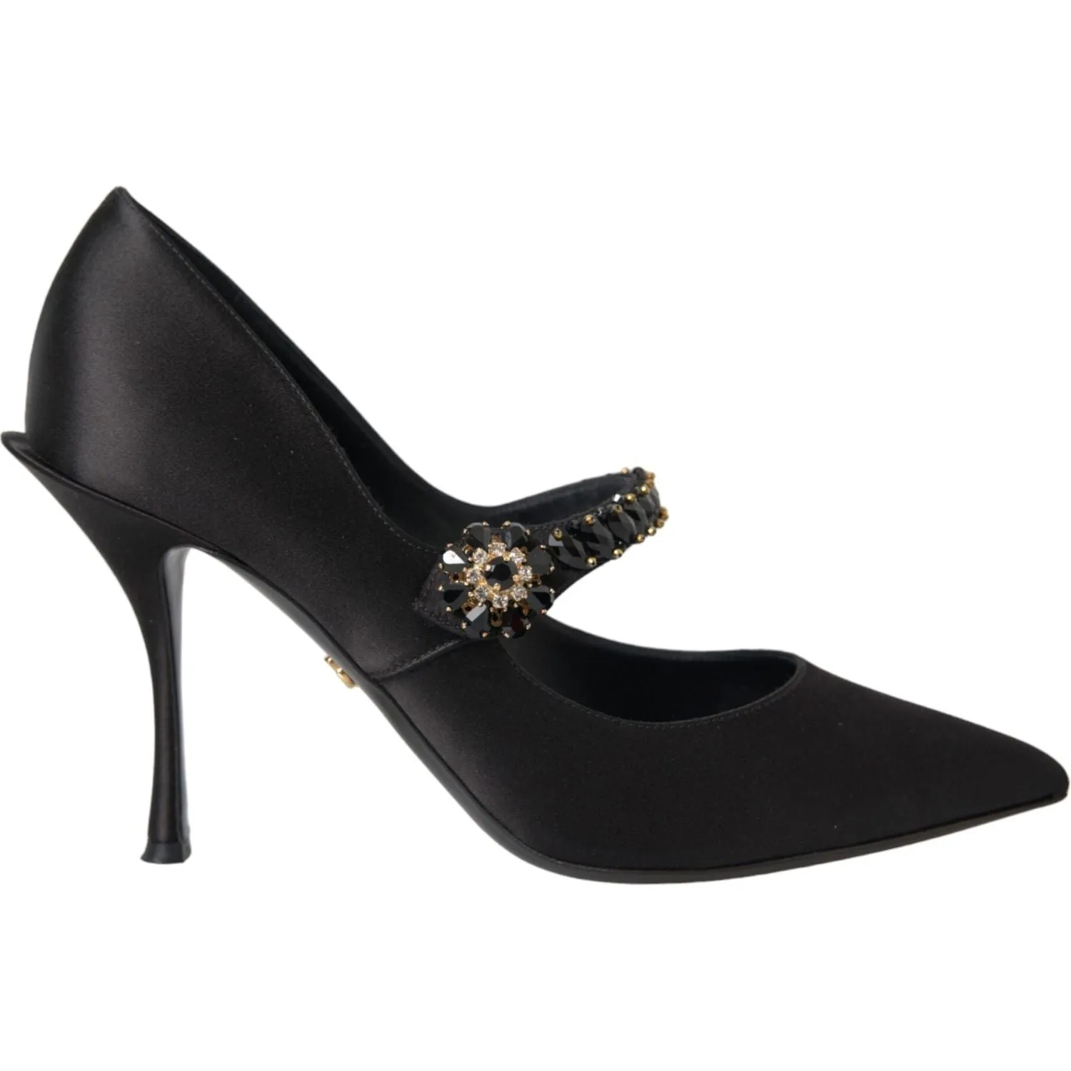 Dolce & Gabbana Black Mary Jane Crystal Heels Pumps Shoes