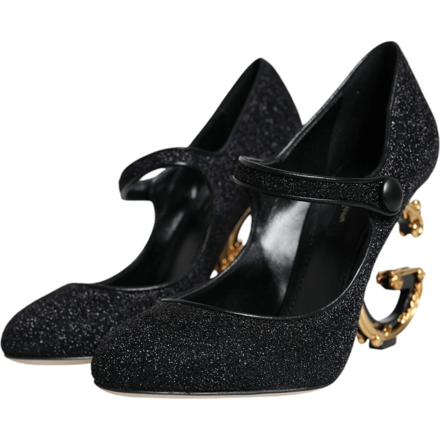 Dolce & Gabbana Black Suede Mary Jane Heel Sandals Shoes