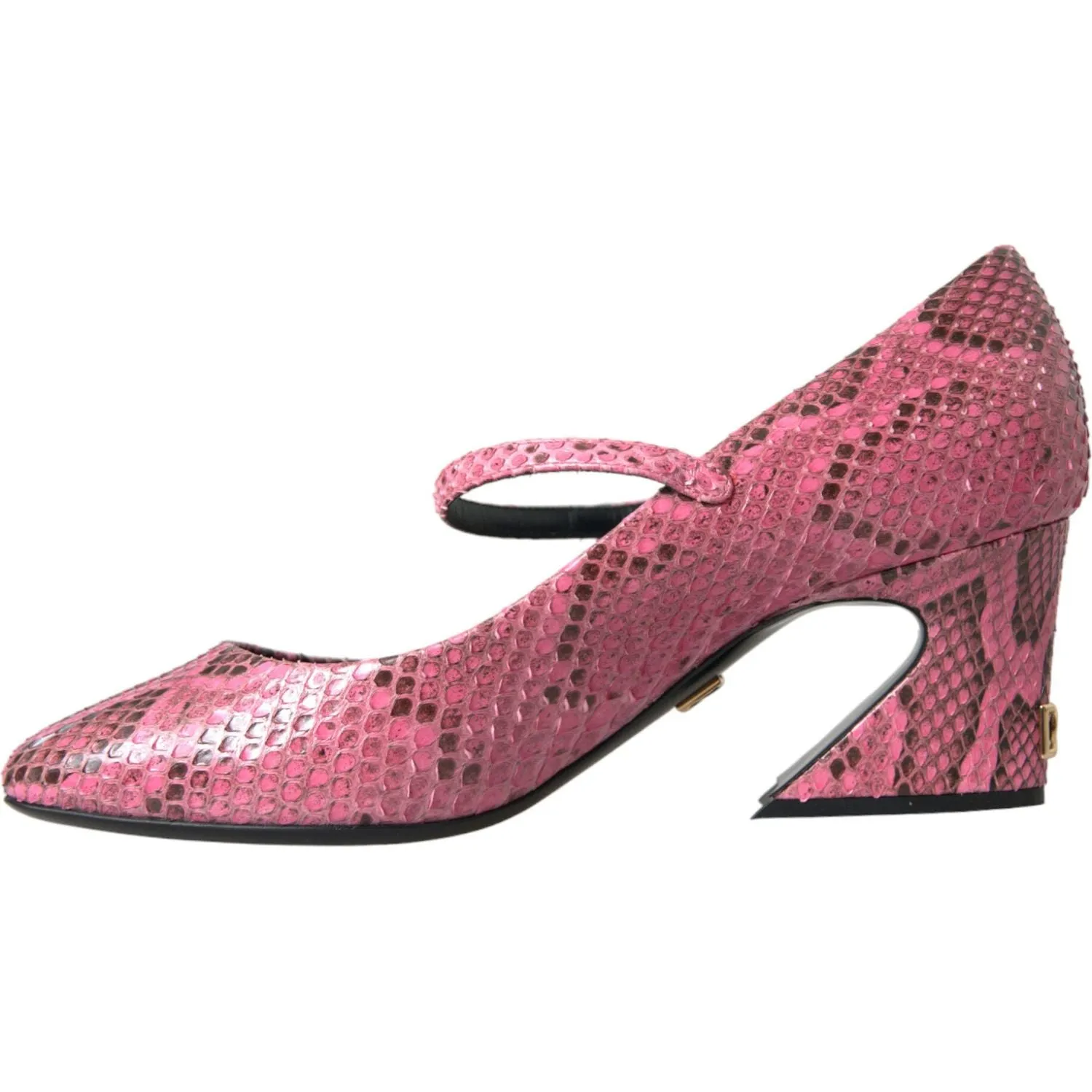 Dolce & Gabbana Pink Python Leather Mary Jane Heels Shoes