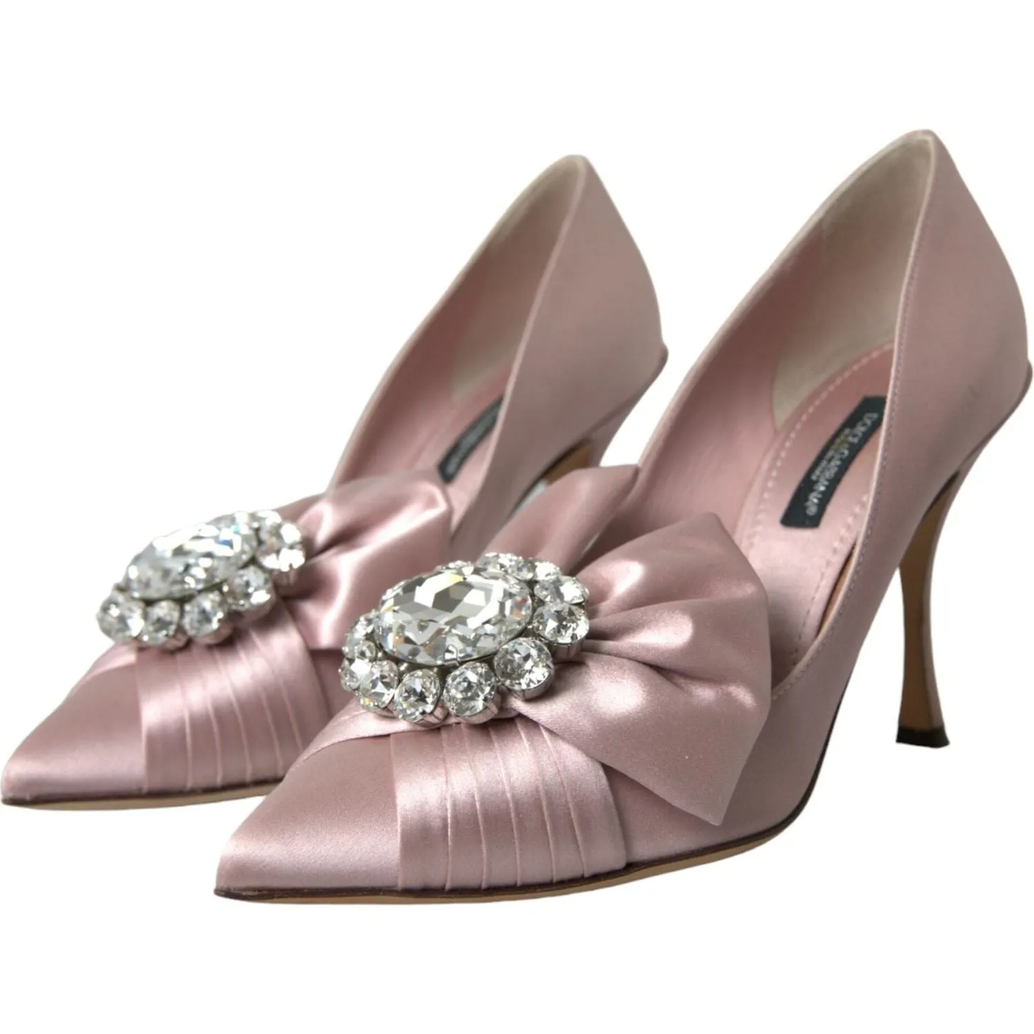 Dolce & Gabbana Pink Satin Crystal High Heels Pumps Shoes