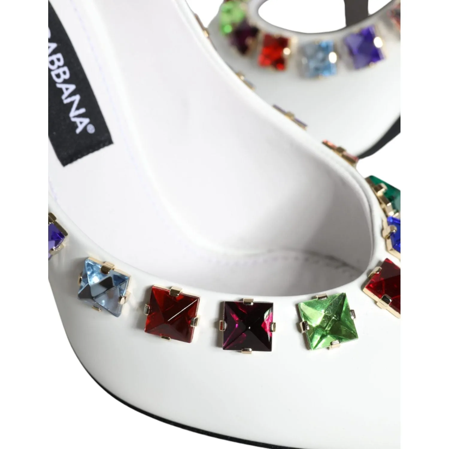 Dolce & Gabbana White Crystals Leather High Heels Pumps Shoes