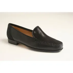 Estelle Black Moccasin Leather Low Heeled Shoes