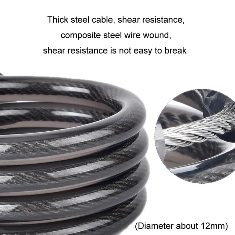 Fixed Portable Anti-theft Thickened Steel Wire Chain Bicycle Lock, Length: Matte Black 1.8m