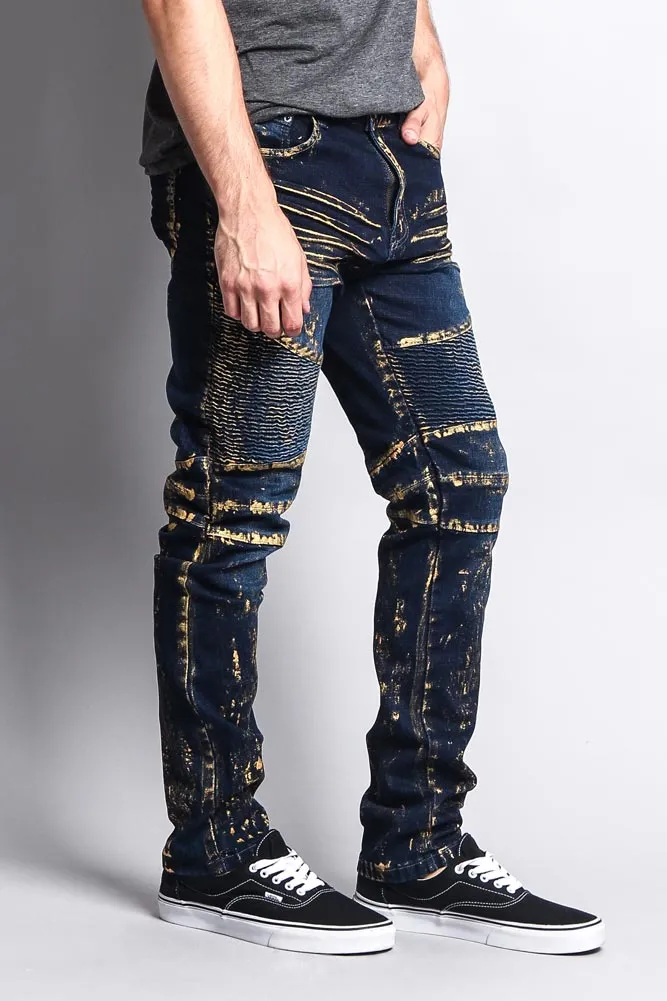 Foil Edge Biker Denim Jeans